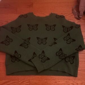 Green butterfly sweater